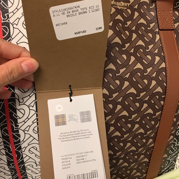 Burberry Monogram Stripe E-canvas Tote Bag - Picture 3 of 5